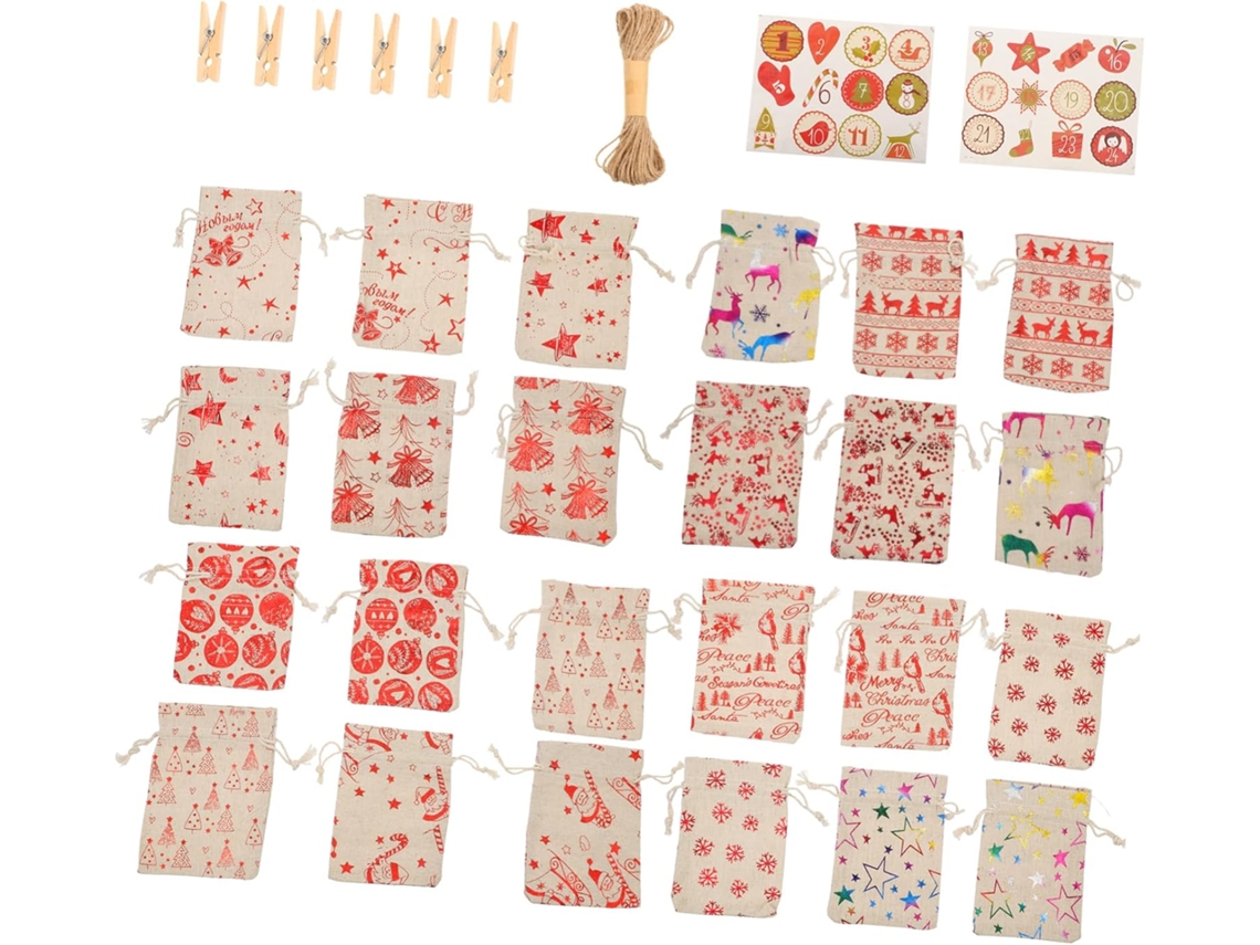 Conjunto Com 24 De Presente De Natal Tecido, Para Doces, Com Artesanal