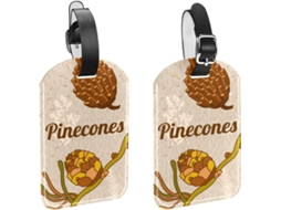 Conjunto De 2 Etiquetas Bagagem Em Imitação Couro Com Pinhas