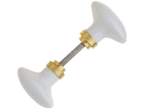 Conjunto De Maçanetas Em Porcelana Branco Oliva Alpertec Sobre Roseta Dupla 120 Mm Meia Volta