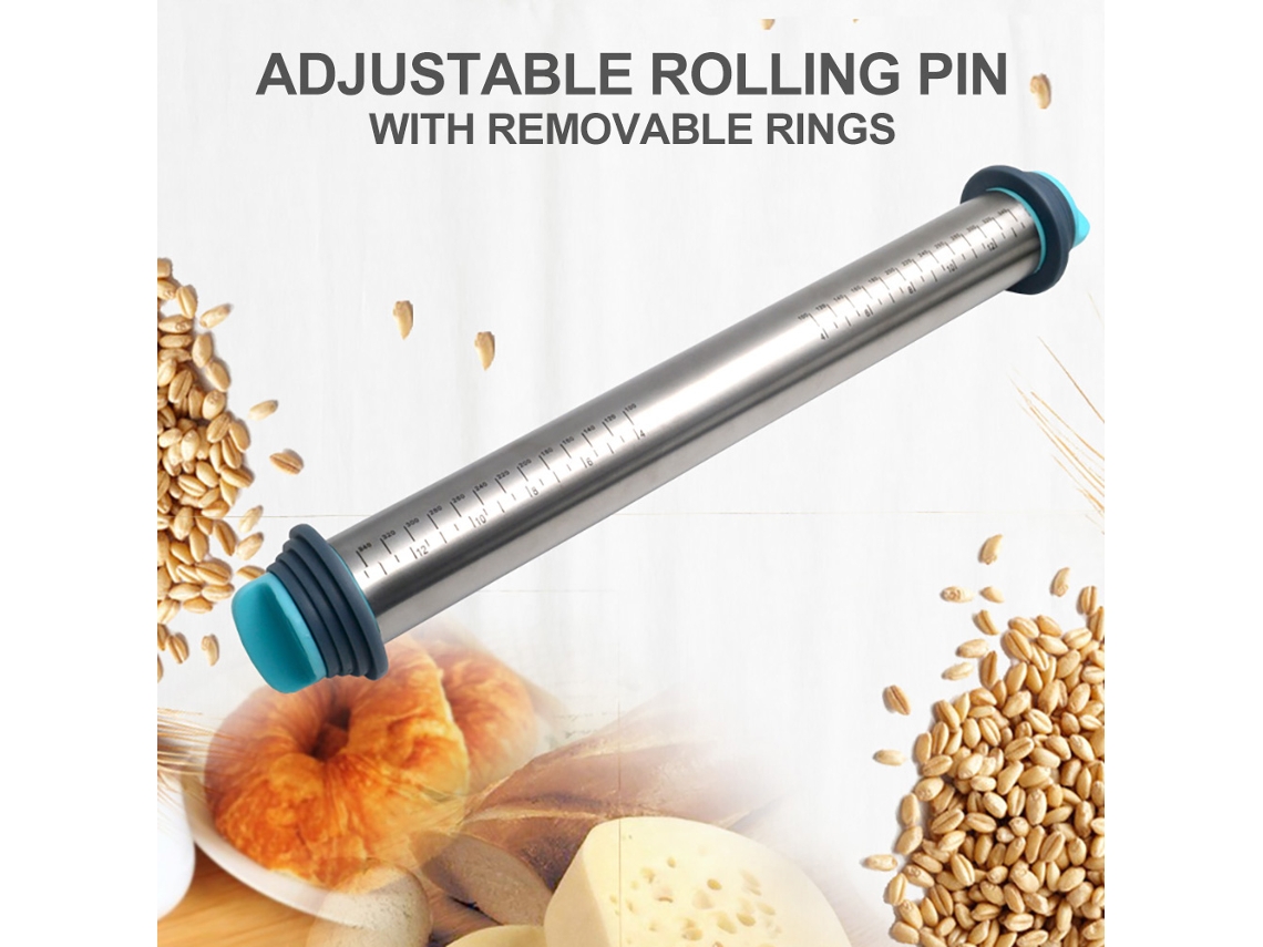Rolo de Massa Inox S/MARCA com Anéis Removíveis e Escala