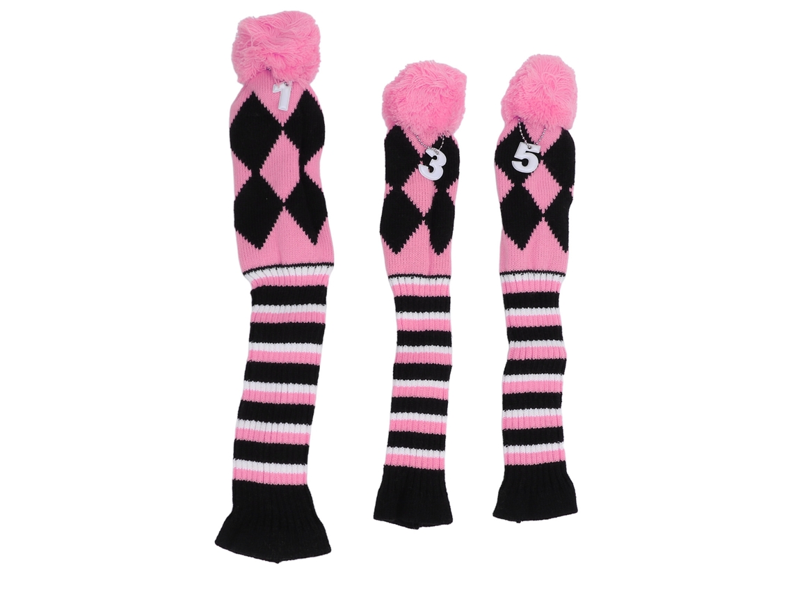 Fundas para Cabeças de Palos de Golfe, com Pompon, Fino, Rosa e Preto