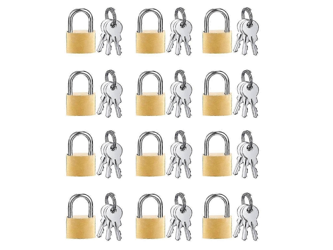 12 Candados Mini de Latón Sólido Con 3 Llaves Cada Uno para Maletas, Mochilas, Gimnasio Y Más