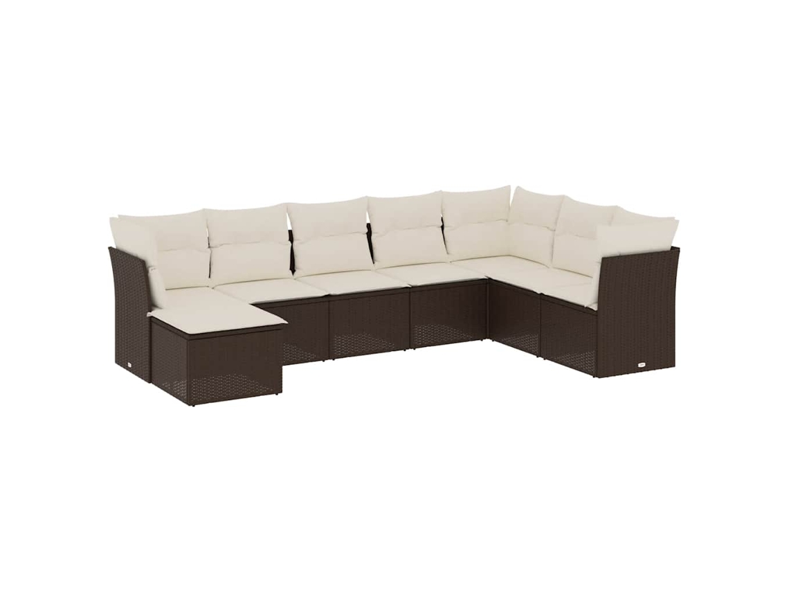Conjunto de 8 Sofás de Jardim com Almofadões Vime Pe Castanho MAISON EXCLUSIVE (8 pcs)