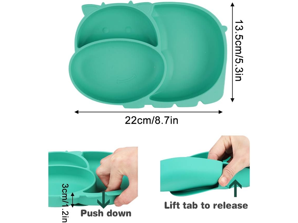 Prato Antiderrapante para Bebé em Silicone com Ventosa Verde NEVEANCE