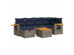 Conjunto de 7 Sofás para Jardim com Almofadões Vime Pe Cinzento MAISON EXCLUSIVE (7 pcs)