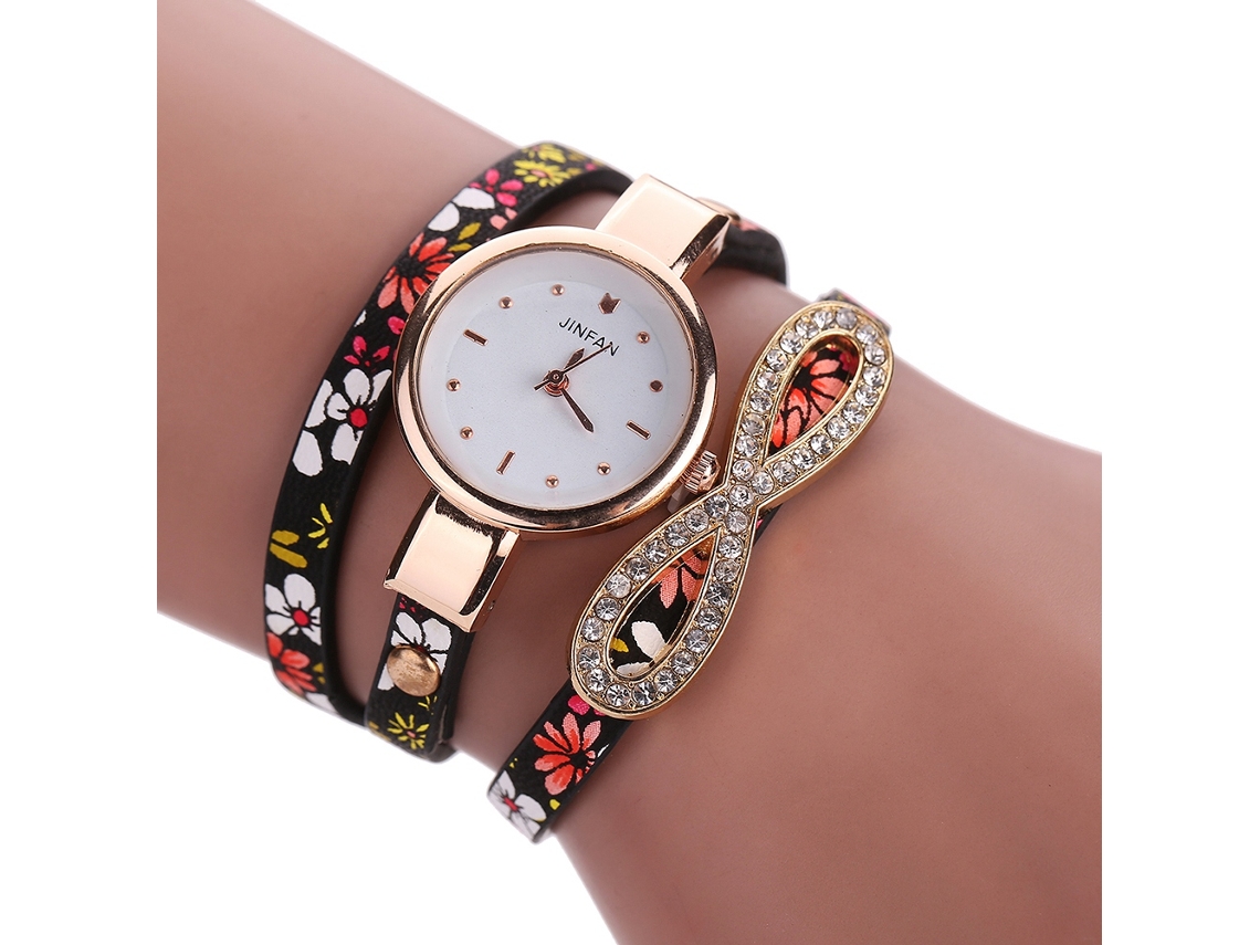 Relógio de Pulso Feminino de Quartzo com Pulseira de Múltiplas Camadas e Strass