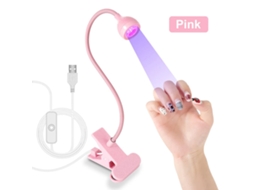 Lâmpada Uv Led Para Unhas. Mini Lâmpada Portátil Usb Flexível Com Clipe Para Uso Em Mesa, Perfeita Para Salões De Manicure. Cor Rosa