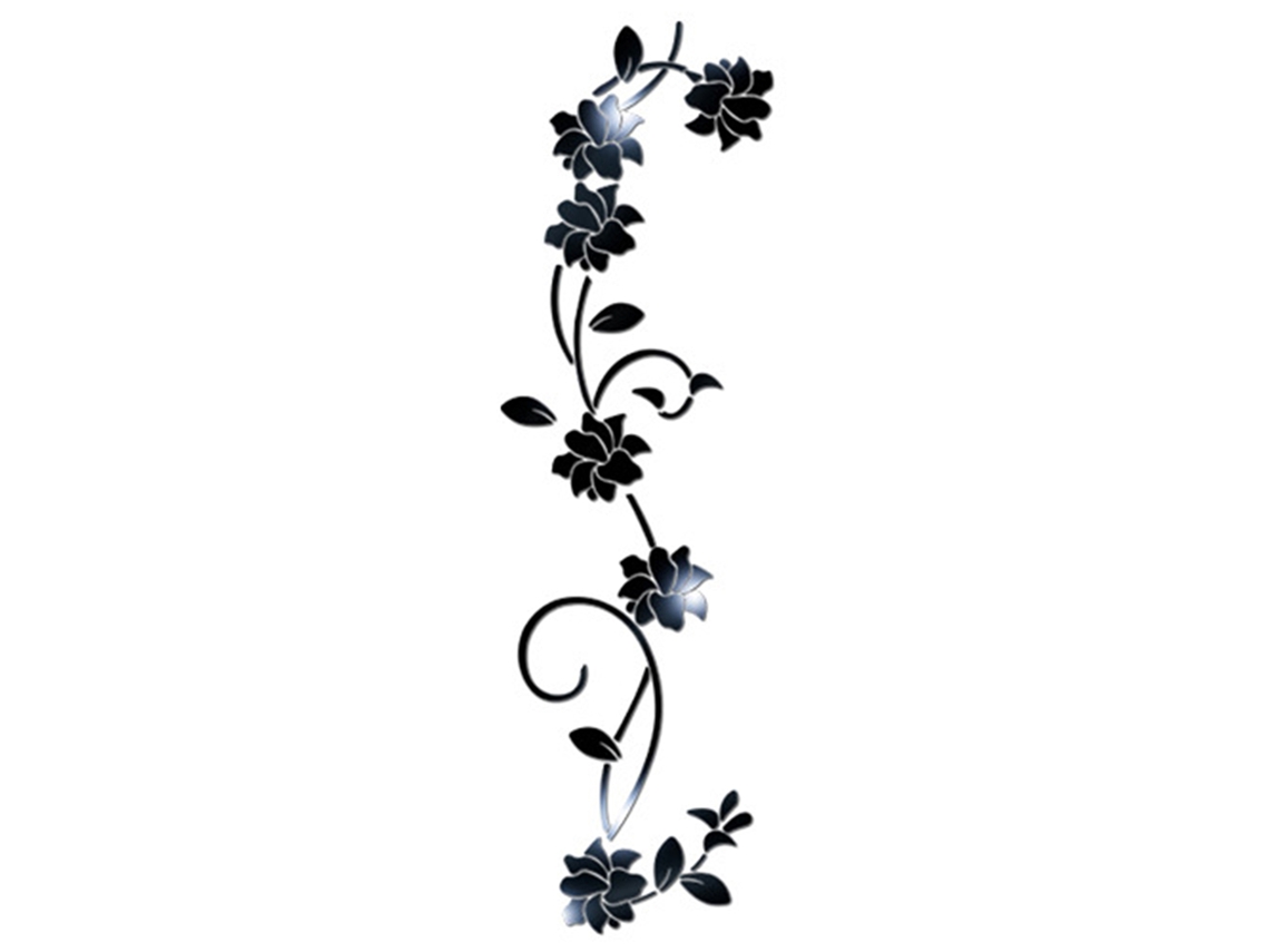 Adesivo Parede Floral Vinha Rosa Preto Diy Espelho
