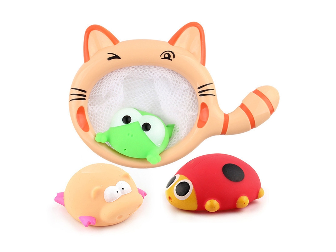 Ats brinquedo de Banho para Bebês com Som Bb, Animais Divertidos, Rede de Pesca Gatuna com 3 Animais, Colorido e Bonito para Banho Infantil