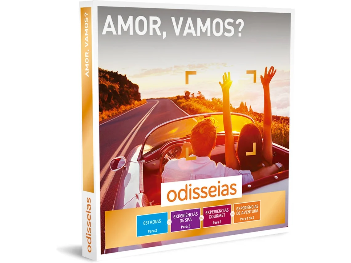Pack Presente ODISSEIAS - Amor, vamos | Experiência de Spa, Gourmet ou Aventura para 1 ou 2 pessoas