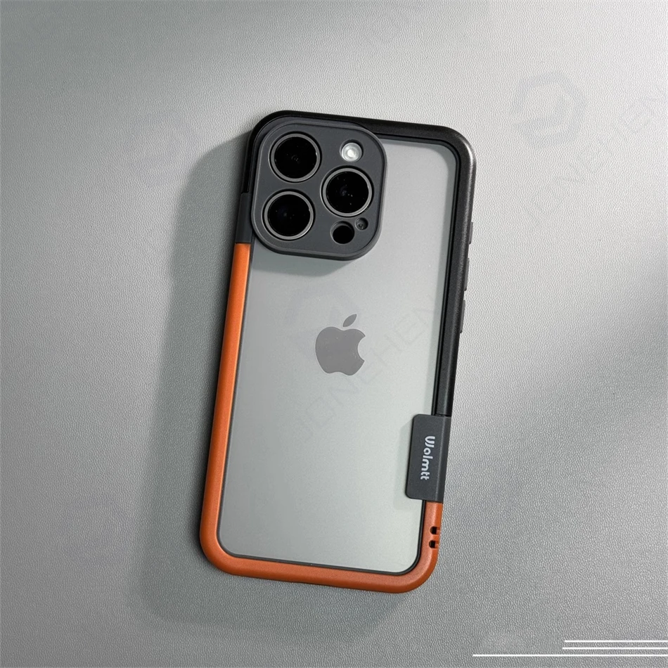 Capa Protetora De Silicone Macio E Resistente A Impactos Com Moldura Bicolor (preta E Laranja Para Iphone 17 Pro)