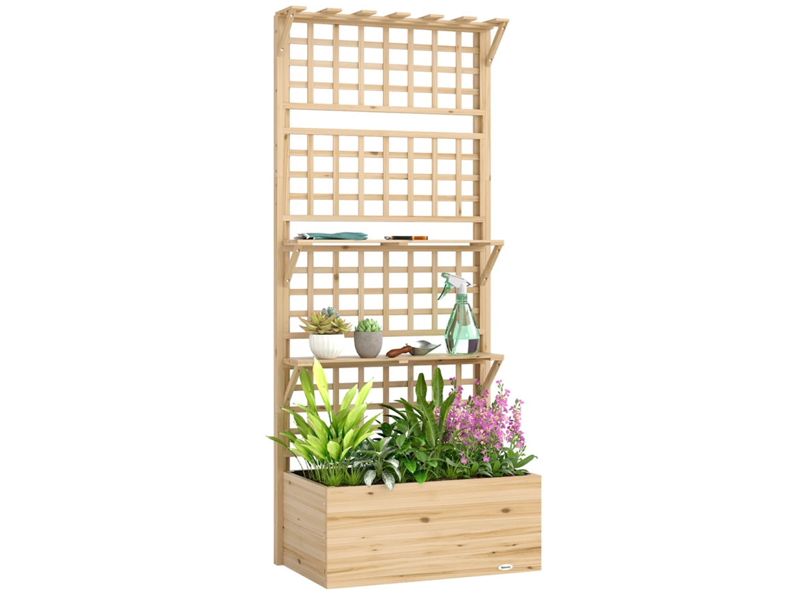 Floreira Elevada com 6 Rodas e Drenagem 80x40x43 Cm PROFESIA BOYANG