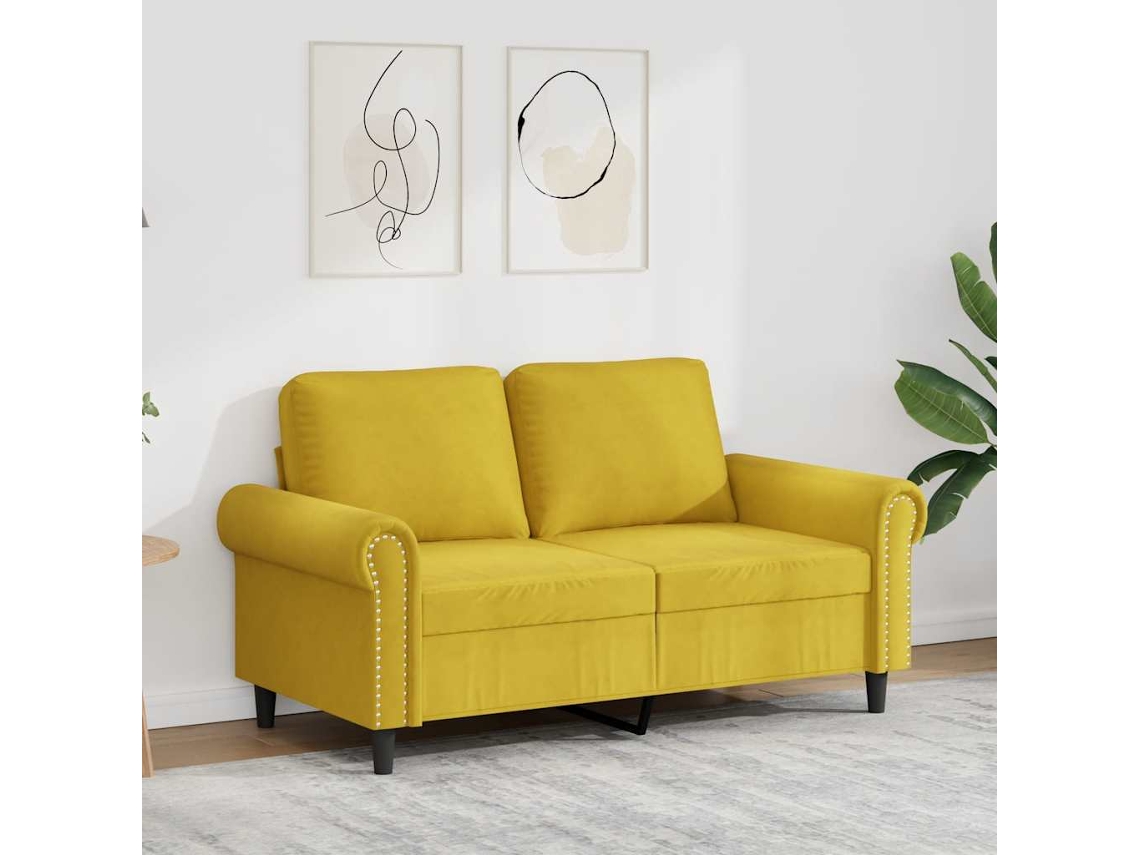 Vidaxl Sofá De 2 Lugares Veludo 120 Cm Amarelo