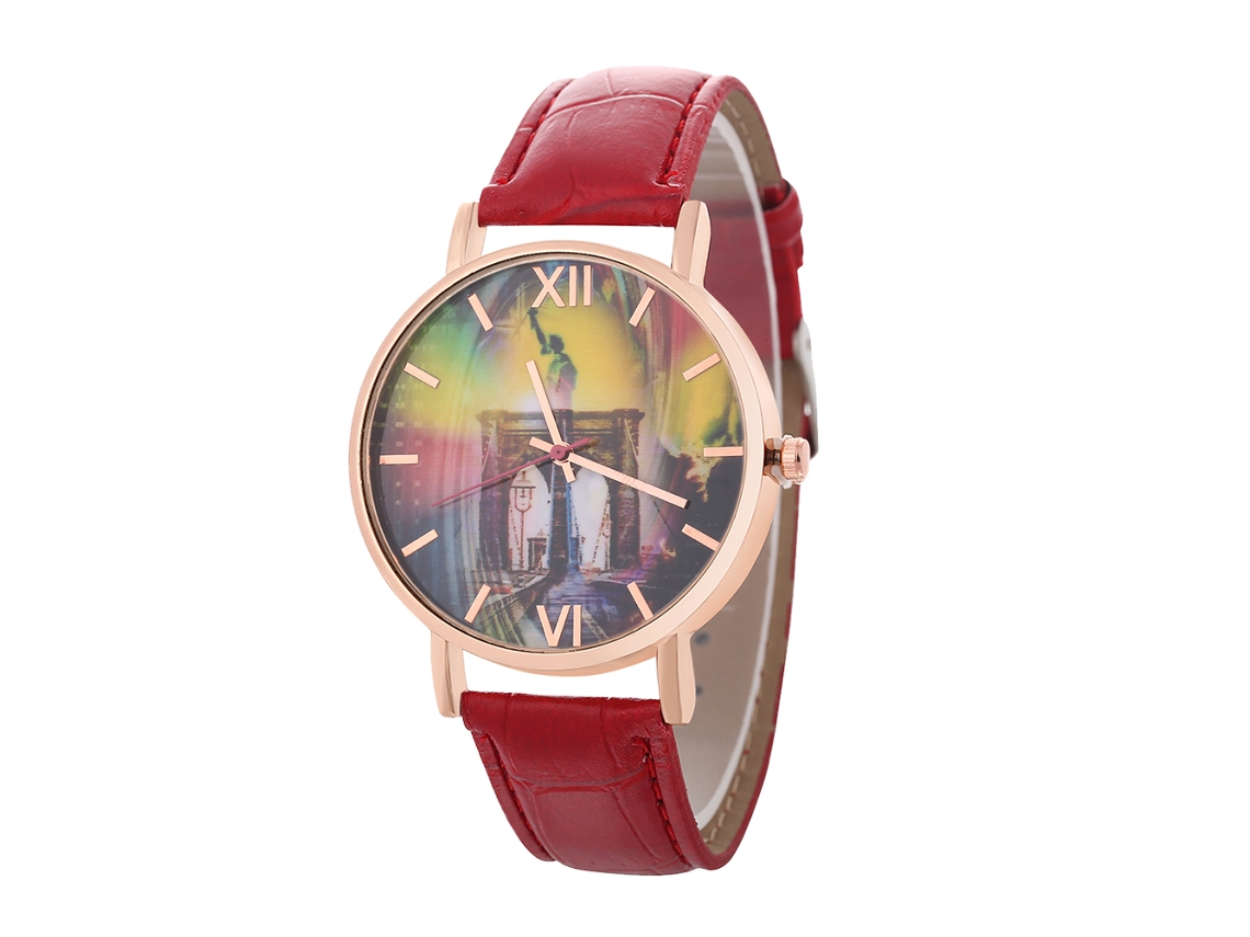 Relógio de quartzo unissex elegante e casual, ideal para presentear casais (vermelho vivo)
