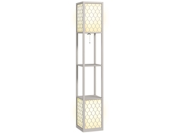 Abajur de Pé Em, 2 Prateleiras, Interruptor de Corrente, 26 Cm X 26 Cm X 156 Cm, + Preto Branco