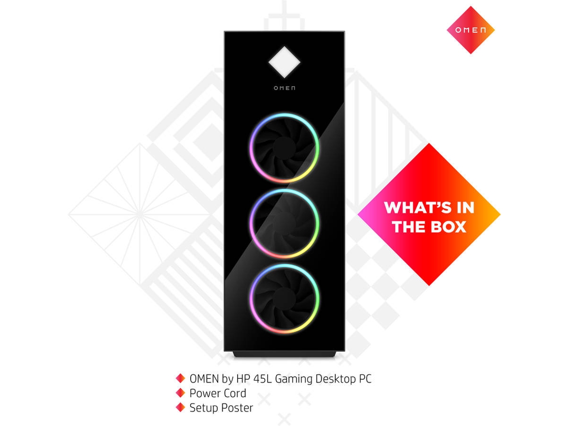 Desktop Gaming HP Omen 45L GT22-0022np (AMD Ryzen 9 5900X - NVIDIA GeForce RTX 3070 Ti - RAM: 32 GB - 2 TB HDD + 512 GB SSD)