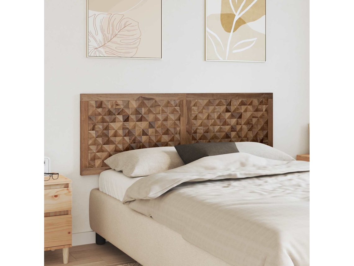 Vidaxl Cabeceira De Cama Natural Madeira De Teca Sólida