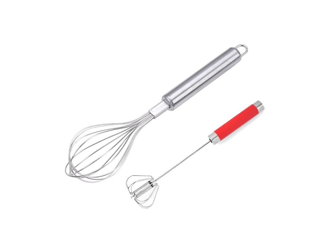 Conjunto De Batedores Ovos Em Aço Inoxidável Para Cozinhar(conjunto De 2) Pequeno+ Vermelho() Klb