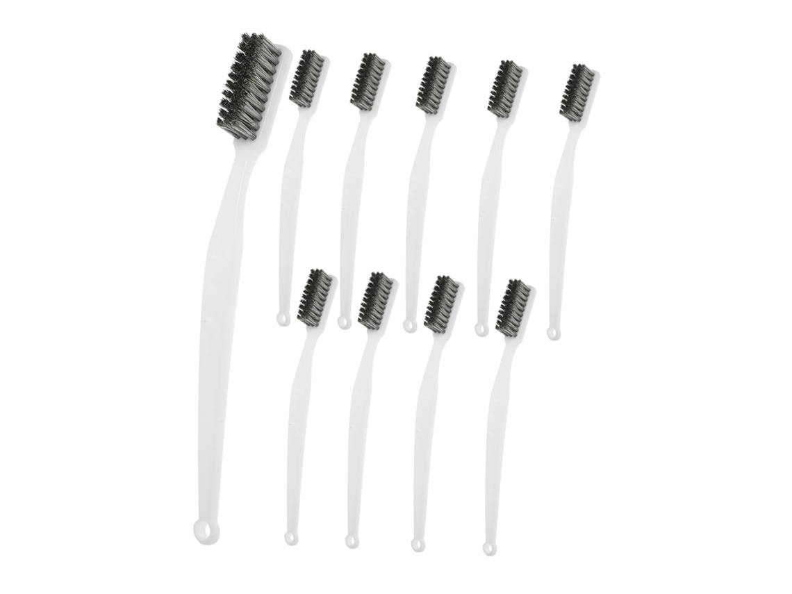 Conjunto de 10 escovas de limpeza metálicas com cabo para casa e churrasqueira S/MARCA