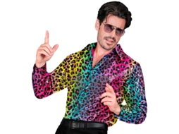 Camisa ou fantasia de festa com estampa multicolorida para homem