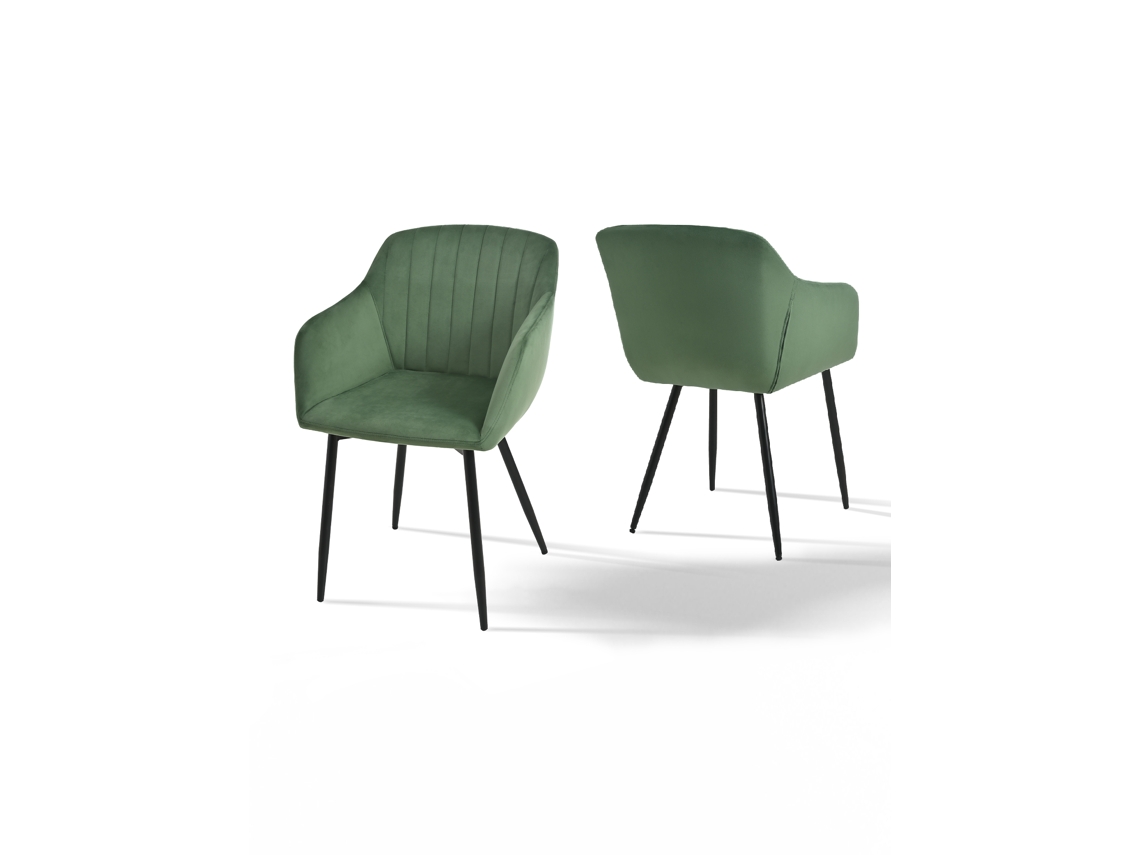 Cadeiras de Jantar GOEURVANT 711, Conjunto de 4, Verde Floresta, Veludo