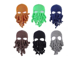Gorro de lã divertido feito à mão com máscara para o inverno de 2026, unissex.