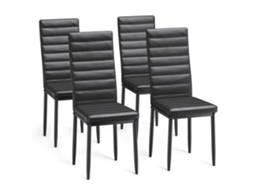 Cadeira Escandinava Pu Preto Conjunto de 4 96 Cm BEALIFE