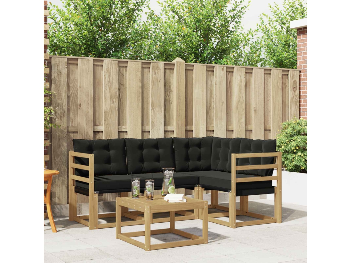 Vidaxl Conjunto De Sofás Para Exterior 5 Pcs Branco E Preto