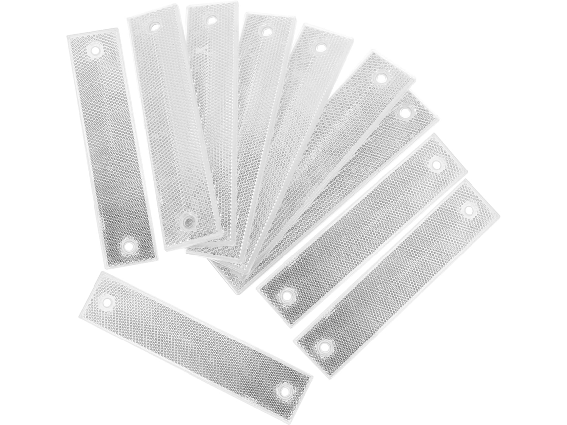 Pacote com 10 Painéis Refletivos Retangulares de 18x4 Cm para Postes, Faixas Refletivas. SFUSHOS