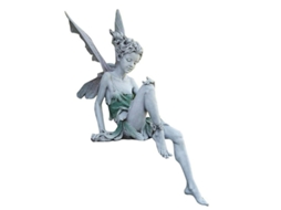 Estátua De Fada Com Asas De Resina Para Jardim E Casa Decoração Paisagismo Branco 22cm