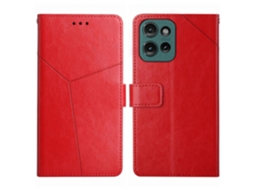 Capa De Couro Com Aba E Padrão Em Y Para Motorola Moto G15 Ht01