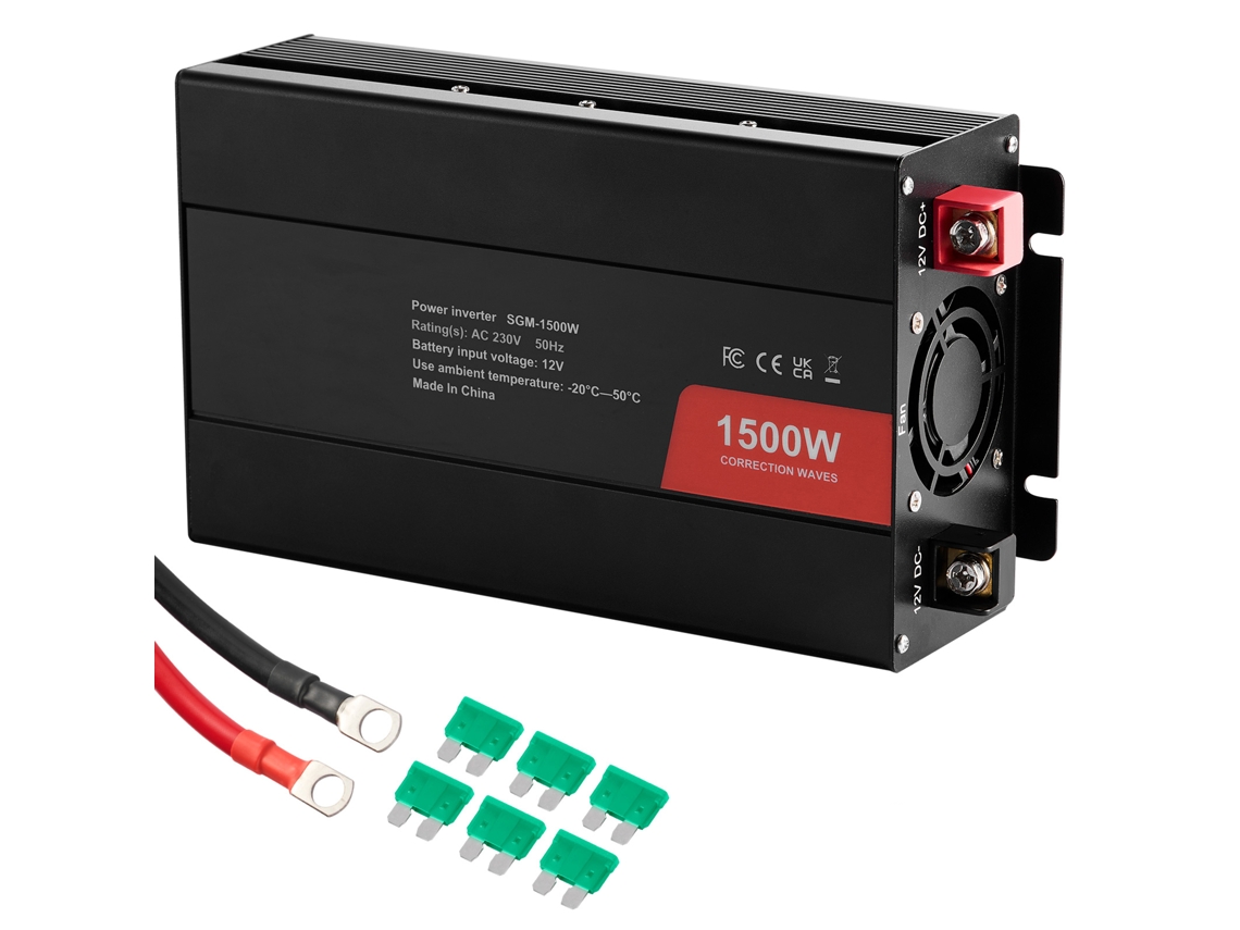 Inversor De Onda Senoidal Modificada Succebuy, 1500w, Dc 12v A Ac 230v, 2 Tomadas Ca, 2 Portas Usb