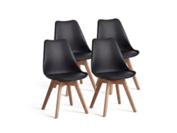 Pack 4 Cadeiras de Jantar Beench Preto 41x83x49 cm