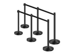 Conjunto De 6 Barreiras De Contenção Retráteis Em Aço Preto Com Base Enchível Tekmaquinas