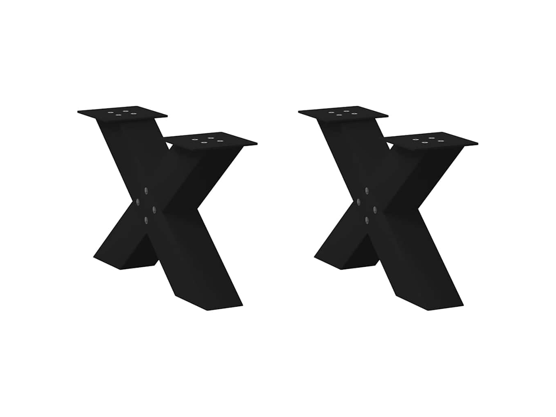 Vidaxl Pés Para Mesa De Centro Em Formato De X, 2 Peças, Preto, 60x(30-31) Cm, Aço