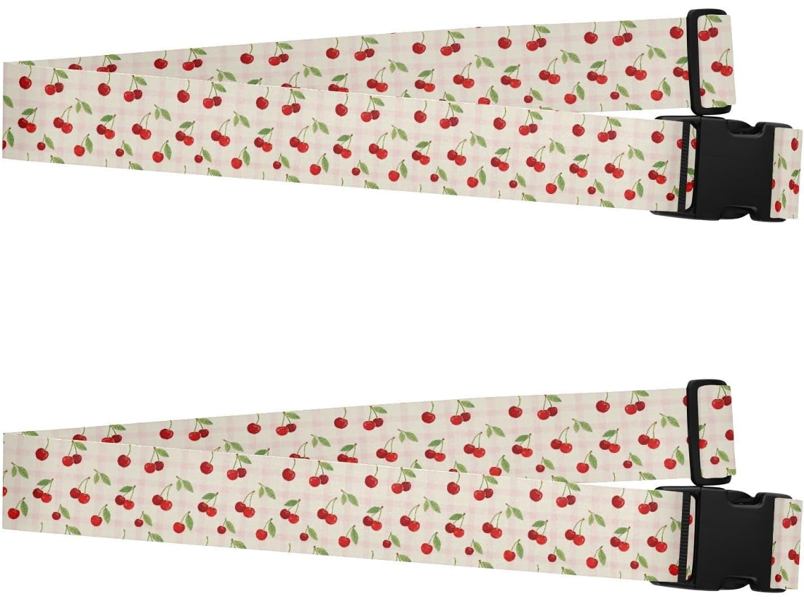 Conjunto De 2-cintas Viagem Ajustáveis Com Estampa Cereja Fresca Cinta Para Mala Bolsa Acessórios