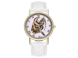 Reloj De Cuarzo Casual Unisex Con Correa De Cuero Pu Dial Redondo Blanco
