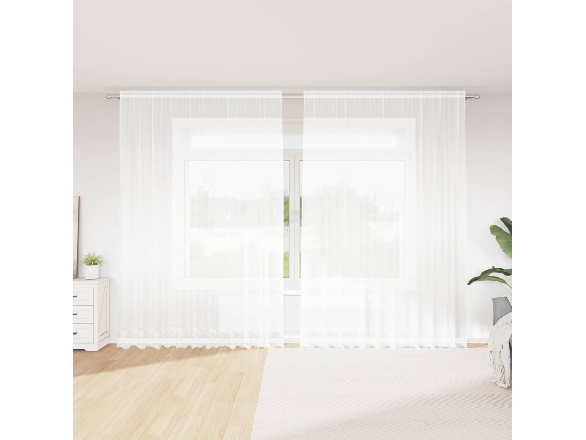Vidaxl Cortina De Renda Branco 280 X 300 Cm Poliéster