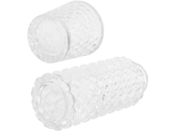 Conjunto de 2 Vasos Decorativos Vidro Transparente com Padrão Favo Mel e Losangos, Ideais para CHABERLU