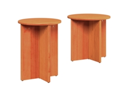 Conjunto 2 Mesa De Centro Vidaxl Bege Madeira De Pinho Maciça (41,5 X 41,5 X 46 Cm)