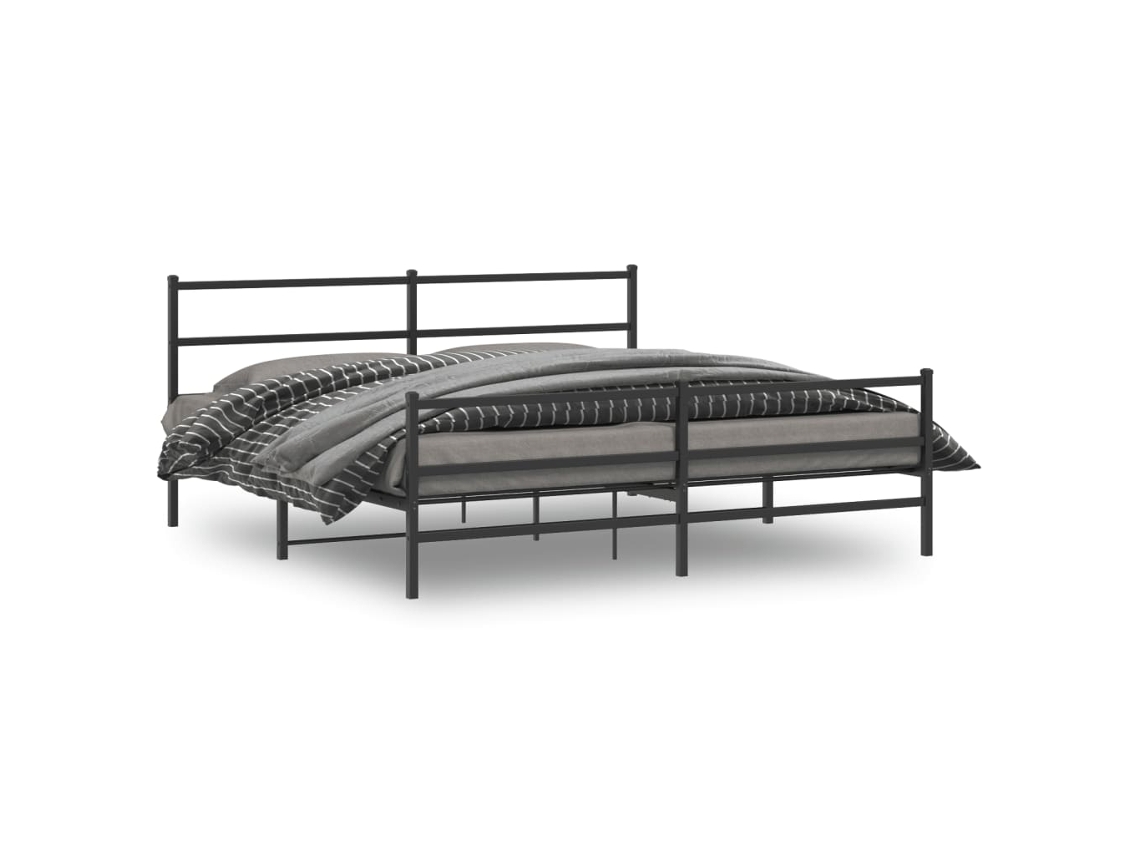 Vidaxl Estrutura De Cama Com Cabeceira E Pés 193x203 Cm Metal Preto