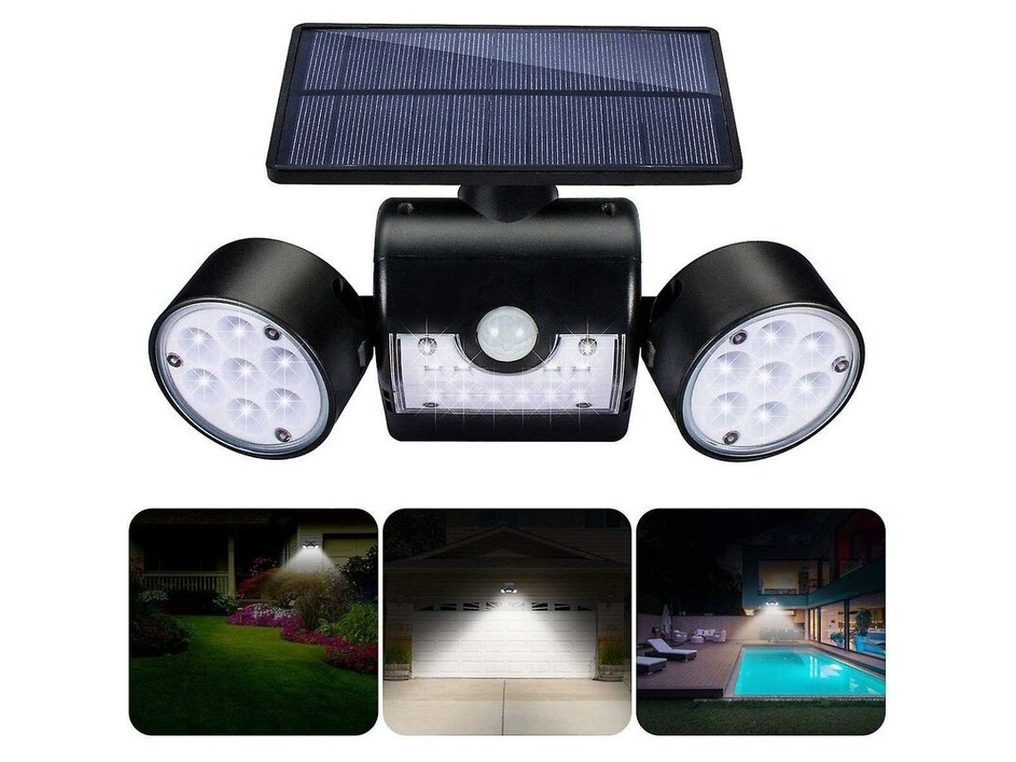 Luz Solar Externa Luminária Solar Externa De Parede Com 30 Refletores Led À Prova D'água De Cabeça Dupla Rotação De 360 Graus Sensor.*