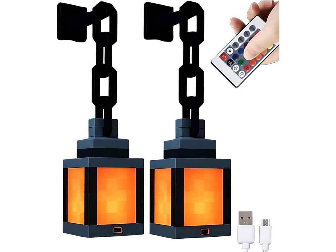 Luminária Noturna Pixelada Em Formato De Lanterna Com Controle Remoto
