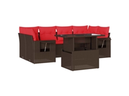 Conjunto de Sofá de Jardim, 7 Peças, Almofadas, Rattan Preto MAISON EXCLUSIVE