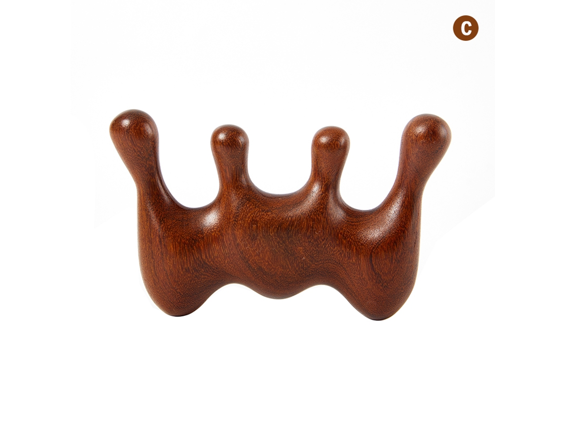 (c) Escova De Massagem De Madeira, Ferramenta De Raspagem E Massagem Corporal Em Sândalo Natural, Com Design De Dentes Largos