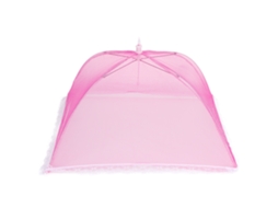 2pcs Cobertura de Comida Dobrável Malha Anti insetos Borda de Renda Vermelho rosa 43x43cm