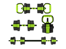 Conjunto de halter ajustável S/MARCA, 20 kg, 6 em 1, com kettlebell, barra e suporte.