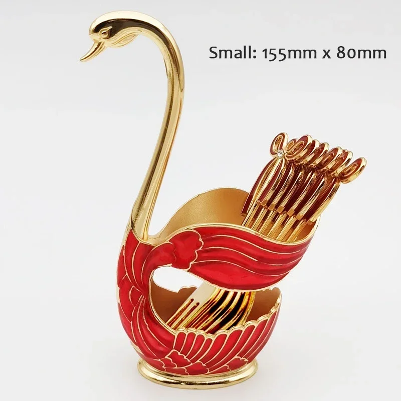 Porta talheres em Formato de Cisne, Armazenamento Luxuoso de Talheres, Decoração Elegante para Cozinha. MDUG (vermelho, 6 Garfos)