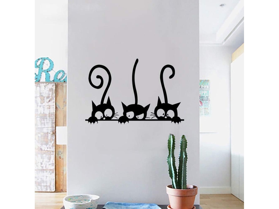 Adesivos Muraux Chat Paresseux Décoration De La Maison Adesivos Muraux Muraux Art Papier Peint Autocollants Em Vinil Para Animaux 57x37 Cm