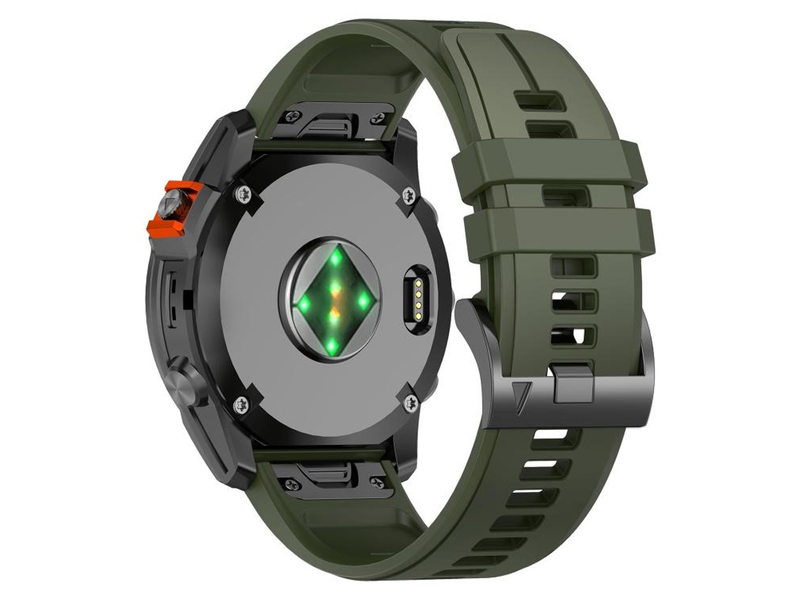 Bracelete Para Garmin (26mm) - Silicone - Liberação Rápida - Fivela De Aço Preta Verde-exército